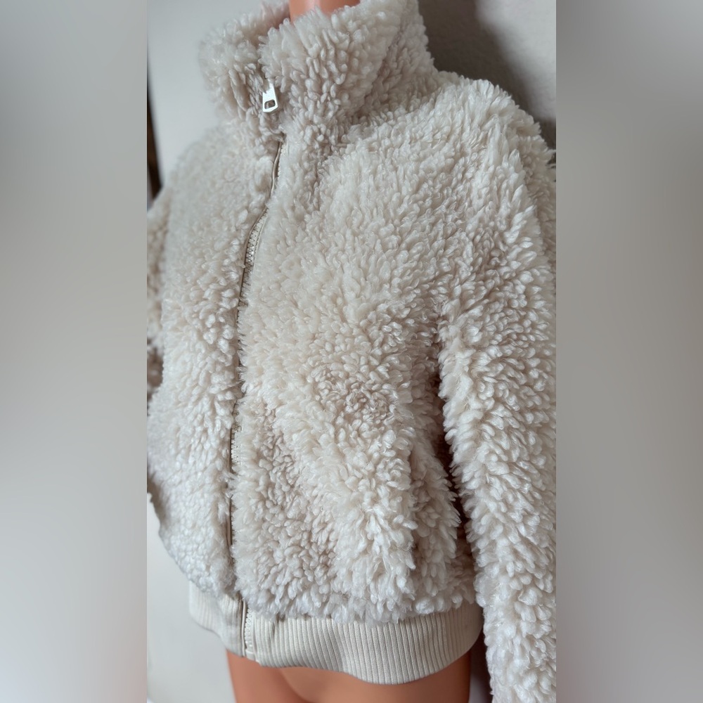 ZARA Sherpa Fleece Jacket Cream Full Zip Teddy Coat Women’s S